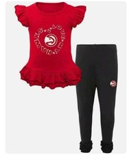 NBA Atlanta Hawks Basketball Girls Large 6X 2pc Ruffle Shirt Pants Set NWT