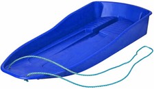 Heavy Duty Snow Sled Sledge Sleigh Kids Toboggan with Rope - Blue