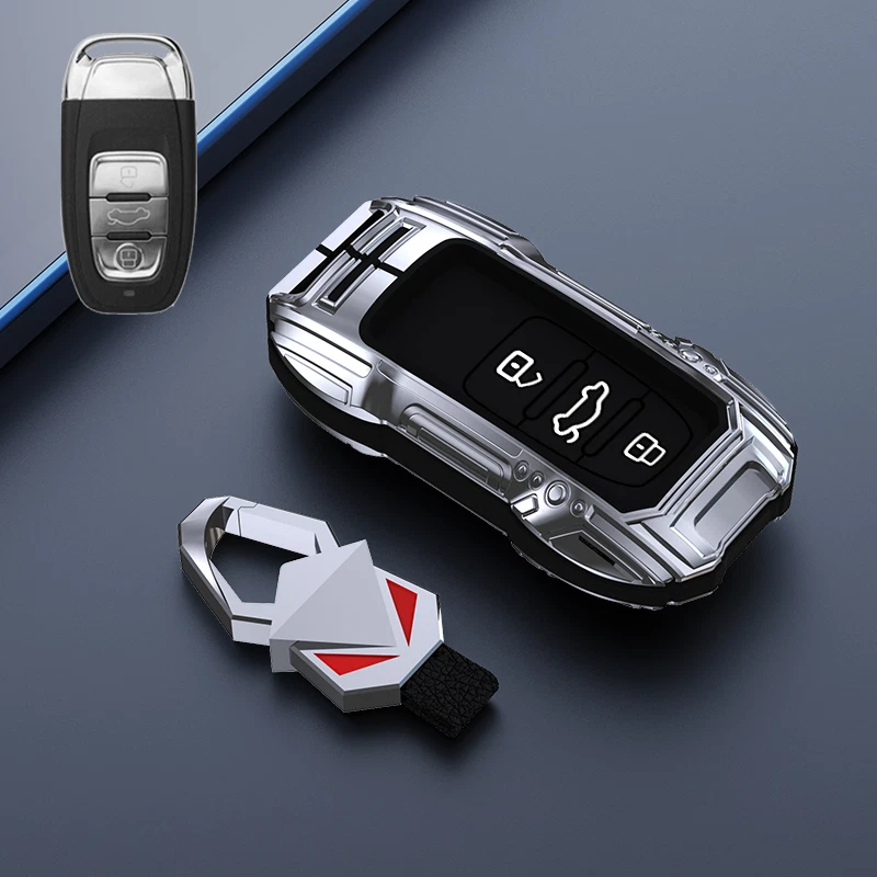 Zinc Alloy Silicone Car Key Case Cover For Audi RS R8 Q3 Q5 Q7 S8 A3 A4 A5 A6 A7 Foto 3 de 4