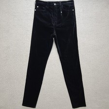 Emporio Armani Pants Womens 29 Black Velour Velvet High Rise Slim Straight Leg