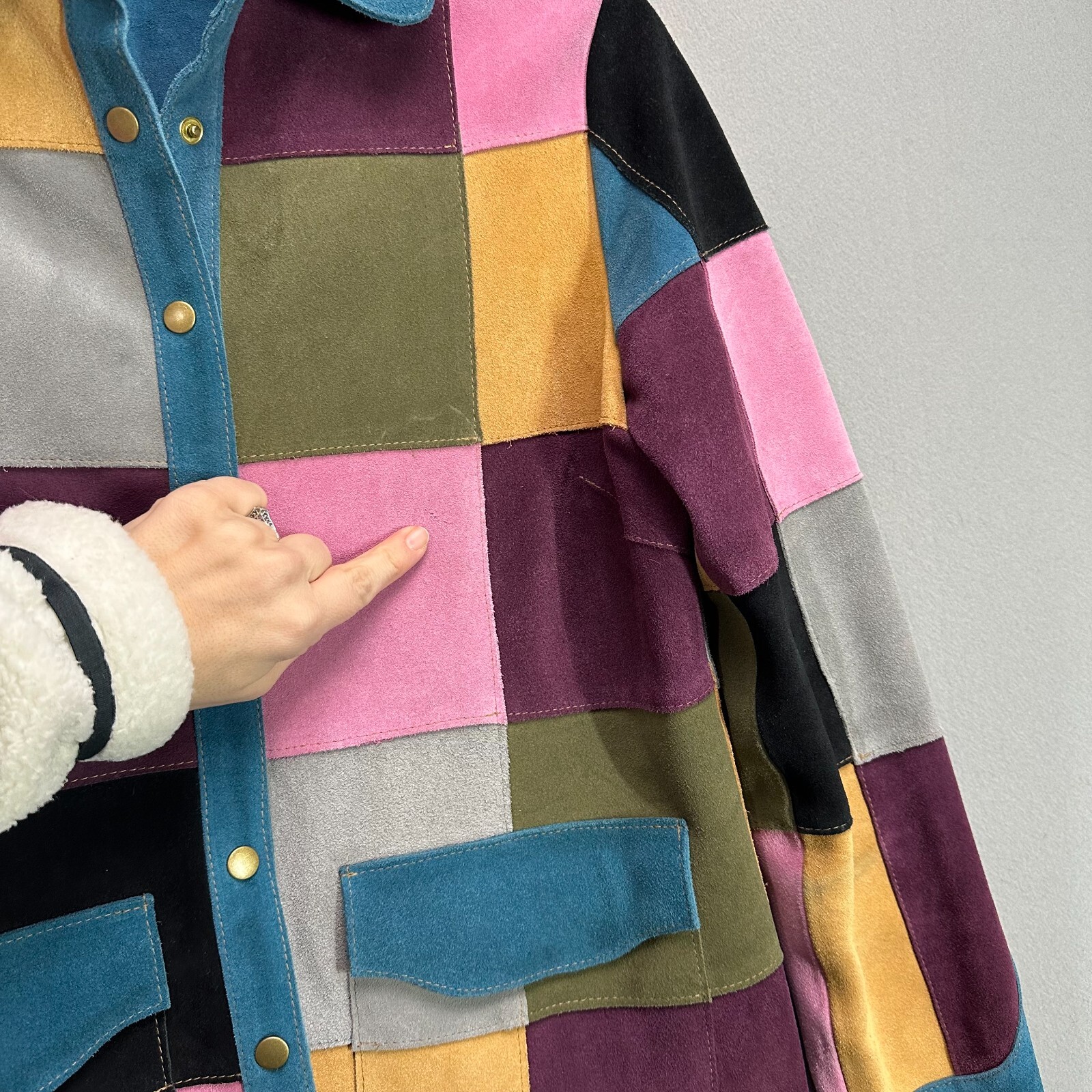 Penelope Chilvers Suede Leather Patchwork Shirt J… - image 7