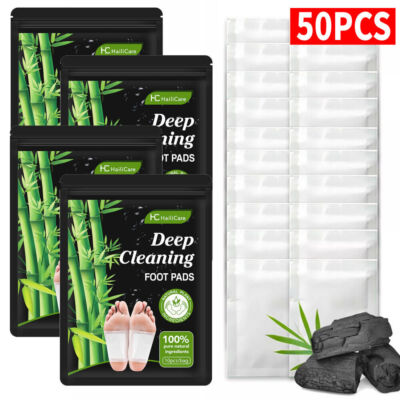 50xBamboo Deep Cleansing Foot Pads Detox Fusspflaster Patch Natürliche Entgiftun