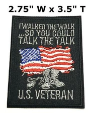 I Walked The Walk Patch Embroidered Iron-On Applique Military Veteran USA Flag