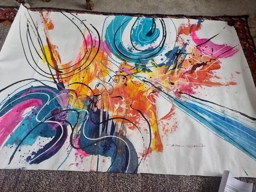 ORIGINAL FRENCH DAM DAVIDO ACRYLIC ON CANVAS SIGNED UNFRAMED LARGE Auth Cert - Picture 6 of 15