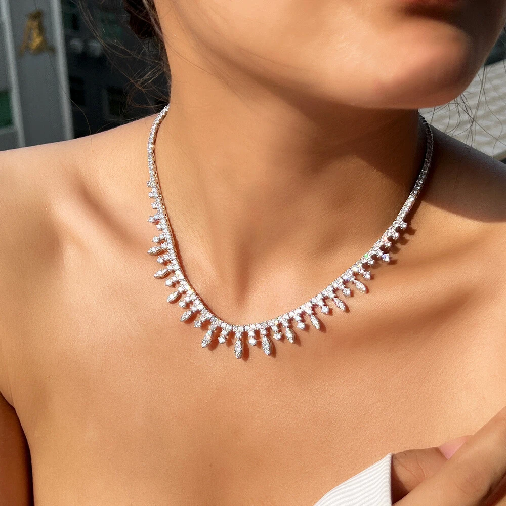 High End Top White CZ Tennis Charm Wedding Necklace for Women