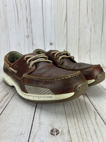 Dunham Captain Boat Shoes Slip On Lace Up Brown Tan Leather Mesh Mens Size 11 4E - Picture 4 of 10