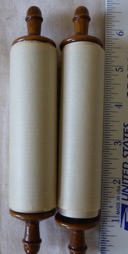 Vintage oder antike 6" Miniatur Tora Papierrolle in roter Samthülle in Box - Bild 8 von 13