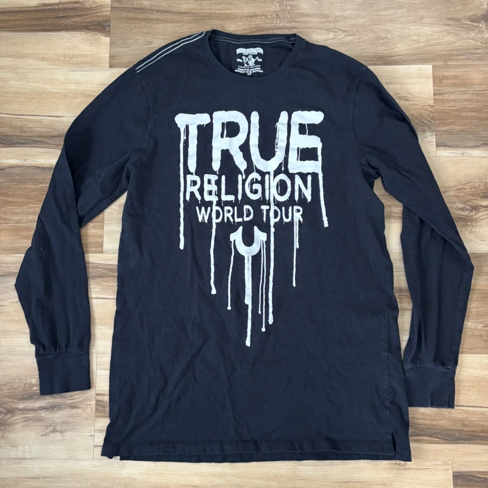 Camisa masculina manga longa True Religion pequena turnê mundial goteja - Imagem 2 de 4