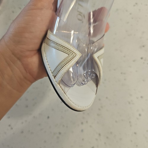 Vintage Leather Penaljo Womens White And See Through Shoes Size 6.5 Wedding Shoe - Picture 11 of 17
