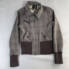 Element Bomber Jacket Womens Medium Brown Plaid Wool Blend Skateboarding