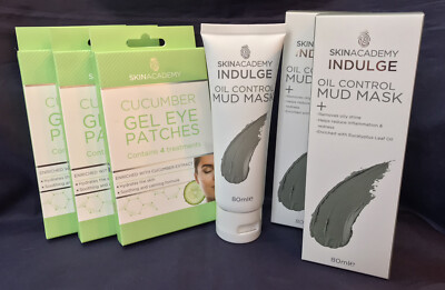 ABOXOV 5 x Skin Acdemy Gurke Augen Gel Patches + Oil Control Mud Mask