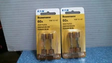 Eaton Bussman 13/32" X 1-1/2" 60 A Gold Plated Fuses 2pk LOT OF 2 (17851) FS
