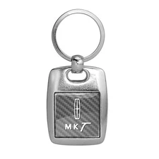 Silver Carbon Fiber & Brushed Metal Square Key Chain - Lincoln MKT