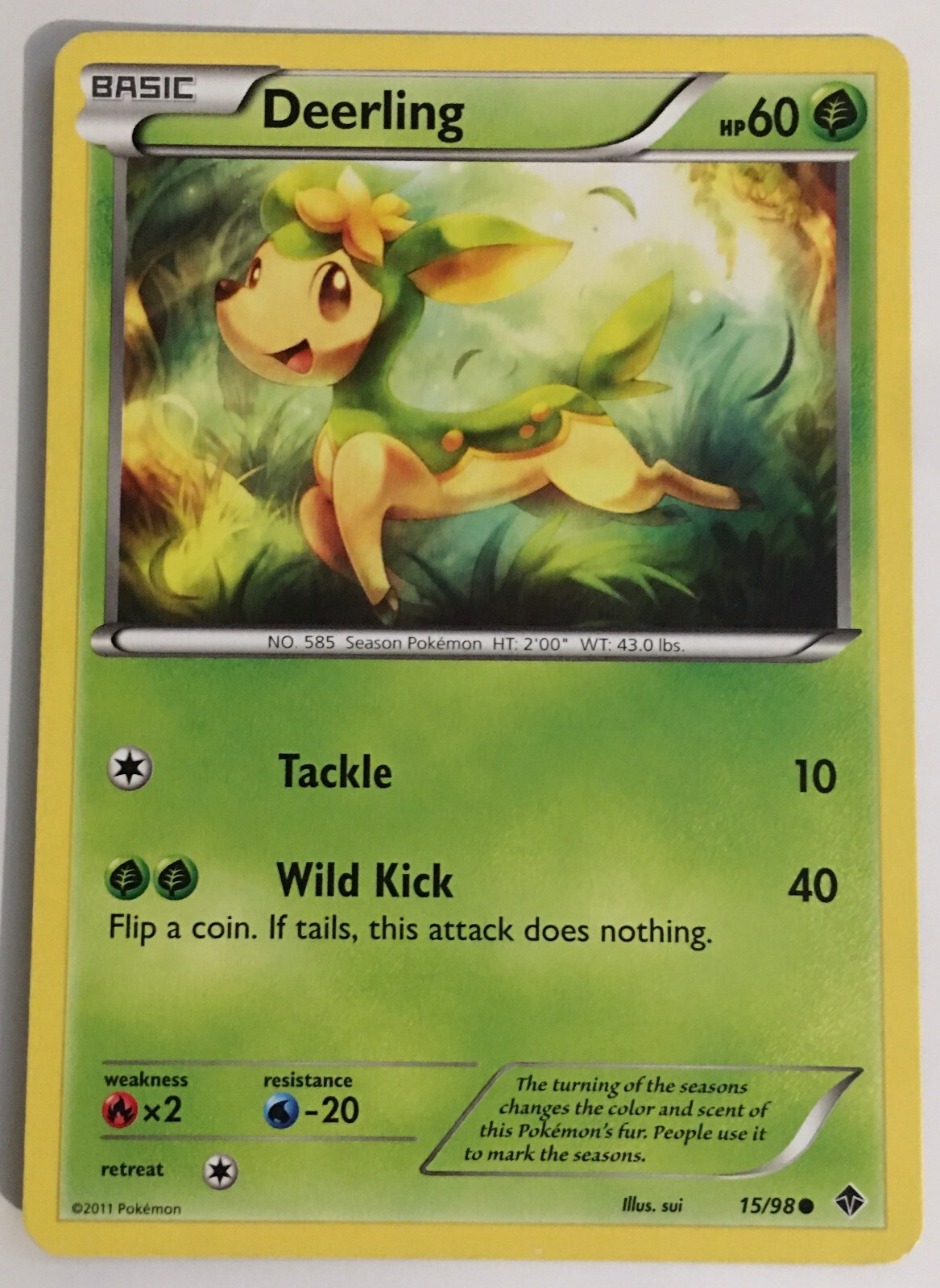 deerling Pokémon card basic HP 60 15/98  emerging powers free shipping!