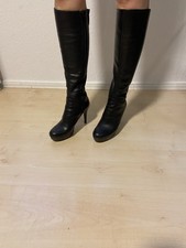 Schwarze Leder-High-Heel-Stiefel von Buffalo In Gr 38 Absatz 10,5 Cm Top