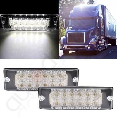 2X LED 8'' White Side Marker Light Pickup Truck Lorry Boat Universal 12V