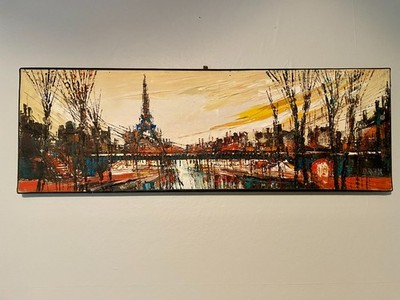 Vintage Original Retro Französisch Paris Eiffelturm Ölgemälde Boris Cikalovsky