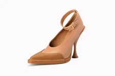 Burberry Women's "Evan" Brown Leather Ankle Strap High Heels Pump Shoes