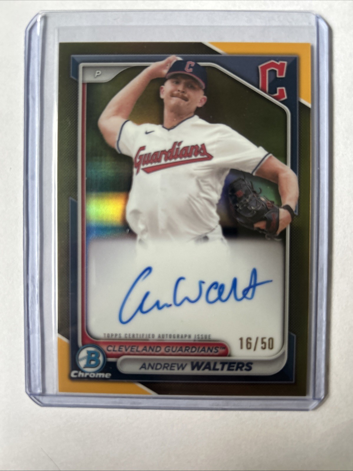 Andrew Walters 2024 Bowman Chrome #CPA-AW Prospect Auto - Gold Refractor /50