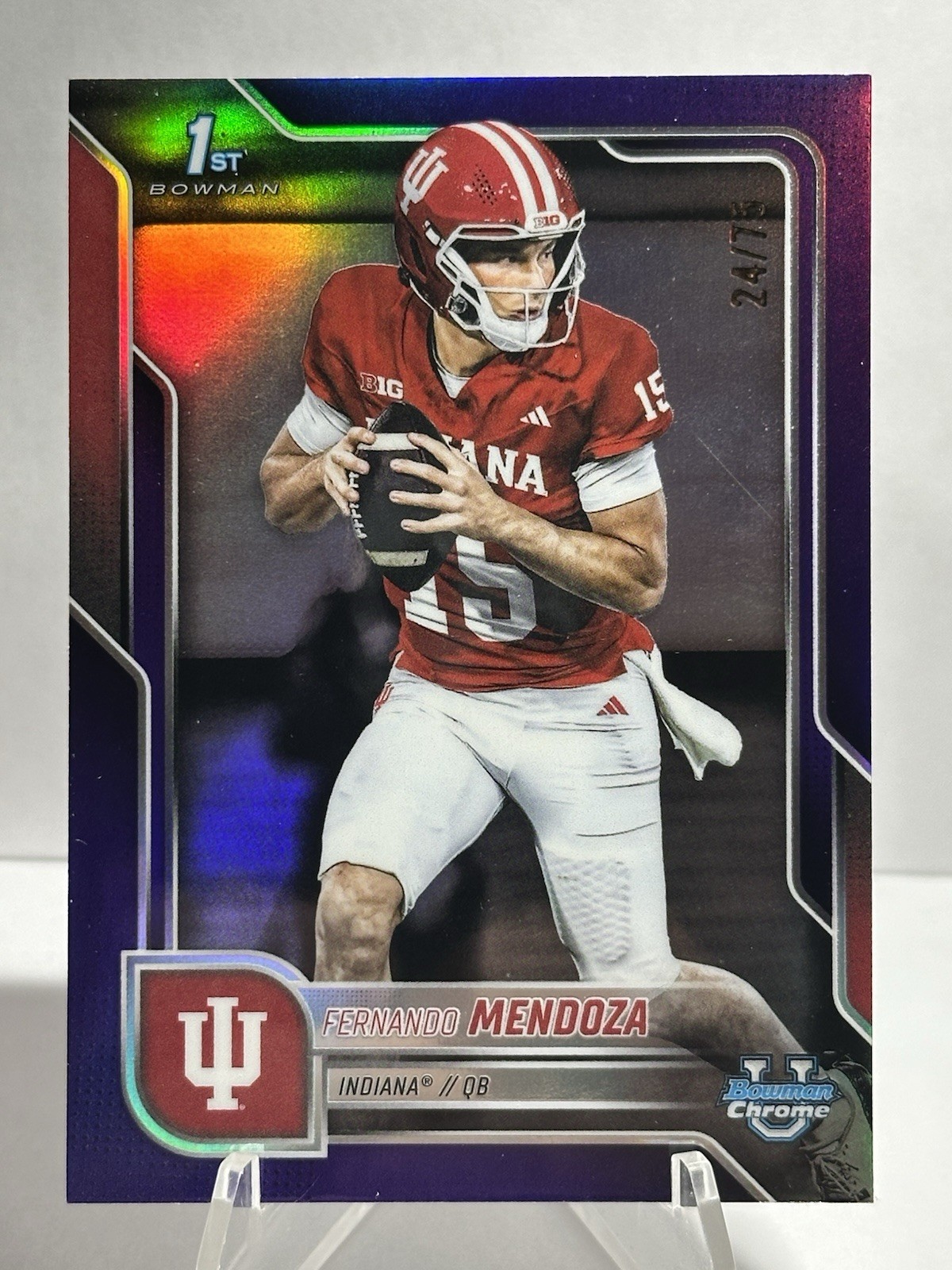 2025 Bowman University Chrome 1st - Fernando Mendoza #109 Purple Refractor /75
