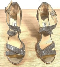Jimmy Choo Silver Glitter Ankle Strap Heels Size 38.5