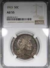 1913 Barber Half Dollar NGC AU55 Crusty Better Date 50C