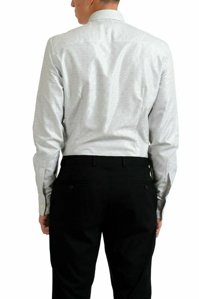 Camisa de vestir manga larga gris estampado geométrico "Tendencia" de Versace Collection para hombre Foto 2 de 4