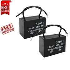 2Pcs 450V AC 10uF Polypropylene Film Capacitors for Ceiling Fan Efficiency