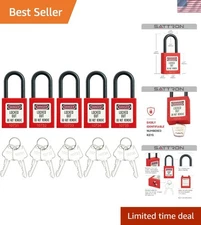 5-Pack Lockout Tagout Padlocks - Keyed Differently for Enhanced Security