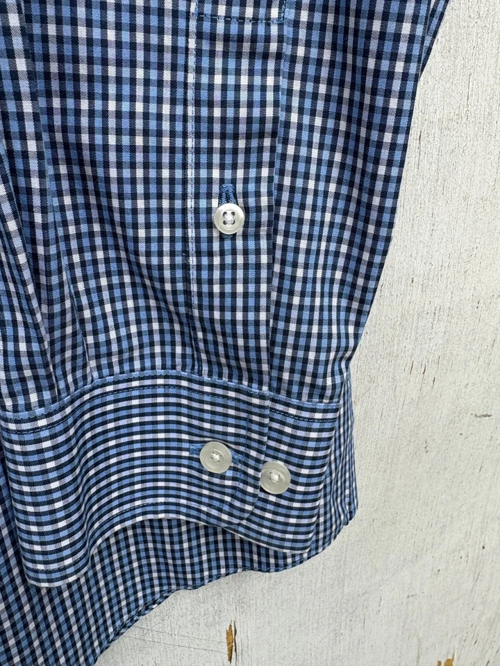 Roundtree & Yorke Gold Label Shirt Mens XL Slim Fit Blue Check 100% Cotton - Image 2 of 4