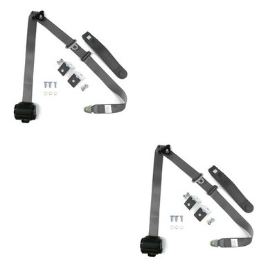 Grey Retractable Front Shoulder Seat Belt JP CJ YJ Wrangler 82-95 3 Point PAIR 