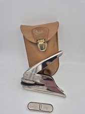 Vintage Regulation Pocket Seal Embosser Chrome with Leather Case Blank Die