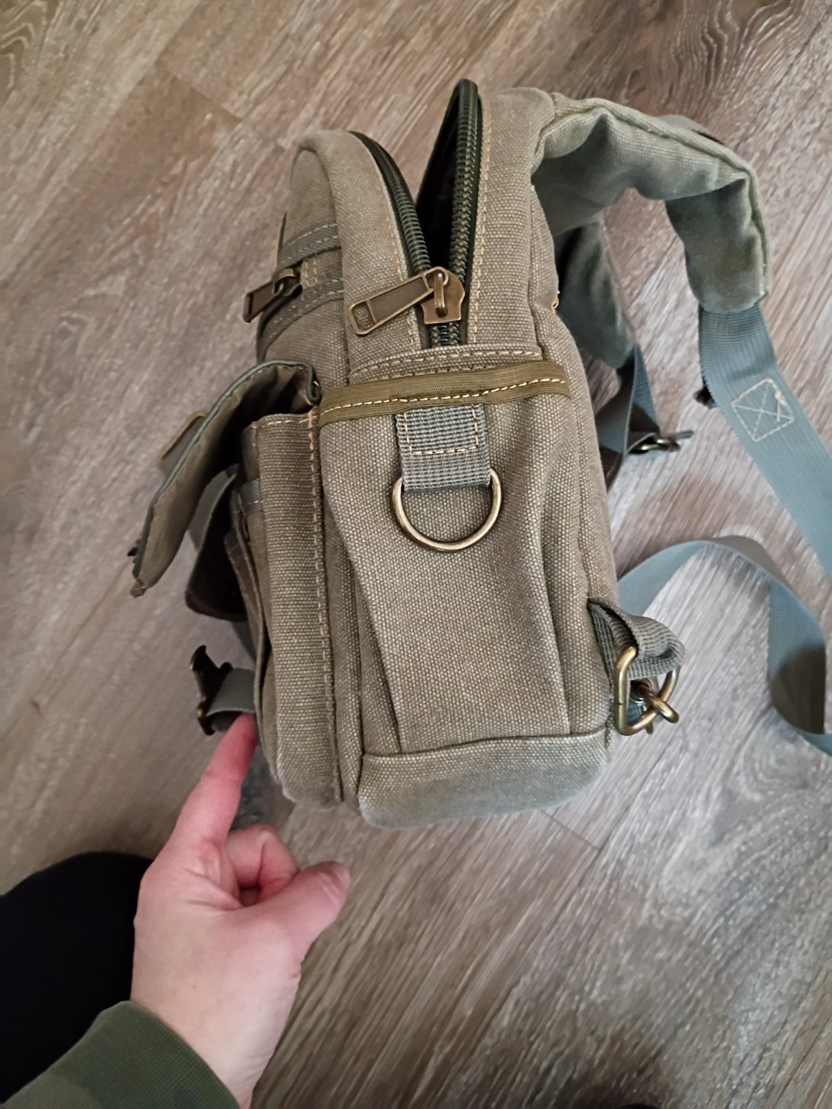 Triple Tree green Canvas Backpack - image 5