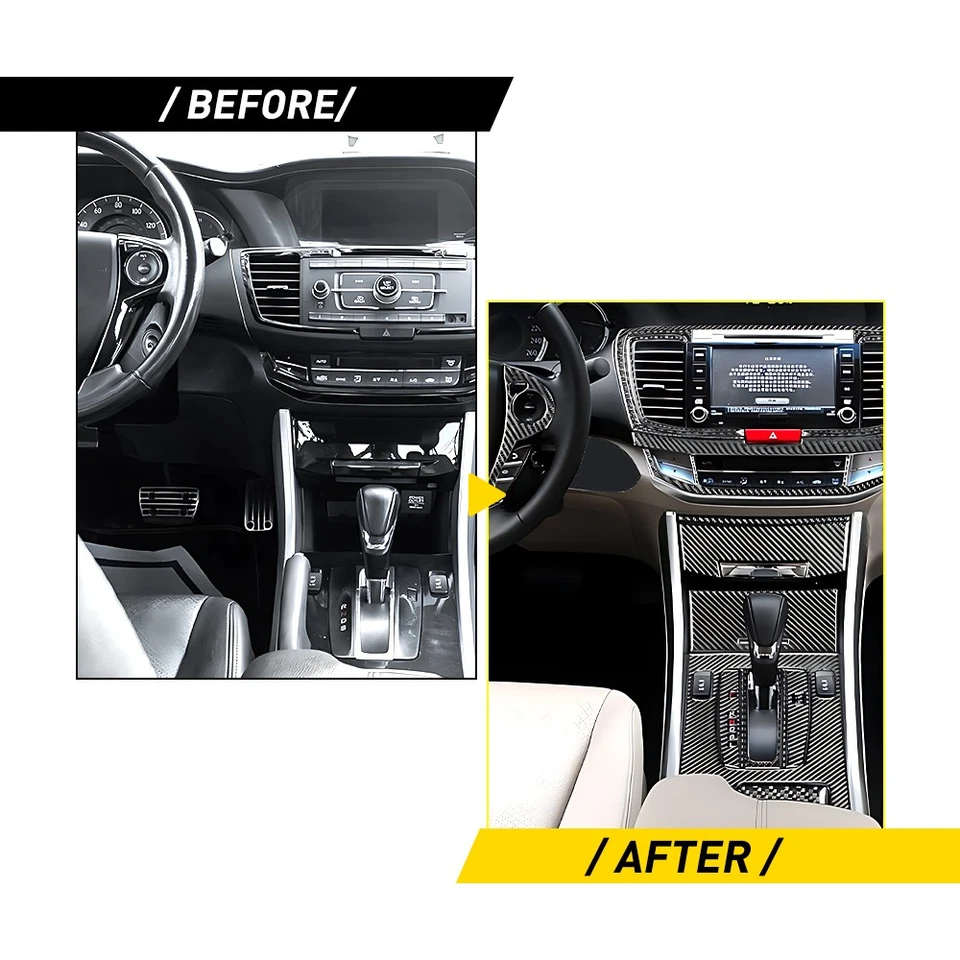 Fits 2013-2017 Honda Accord Carbon Fiber Inside Dash Cover Trim Kits 31Pcs/Set Foto 3 de 4