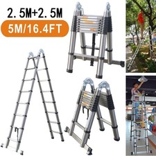5m Multi-Purpose Folding Extension Extend Portable Ladder Outdoor/Indoor/Home