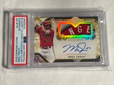MIKE TROUT - 2025 Diamond Icons Game Used Angels Patch Auto 1/1 - Auto PSA 10