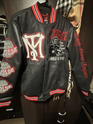  Scarface Reason Unisex Patch Full-Snap Varsity Jacket - Black