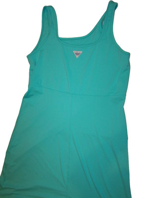 Columbia Splatter Dress Large Aqua green Stretch Racerback Athletic Knee Length