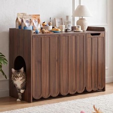 Large Litter Box Enclosure Hidden Litter Box Furniture Walnut 2-Layer Drawer