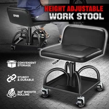 330lbs Adjustable Swivel Mechanics Rolling Seat Creeper Garage Stool Work Chair