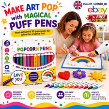 12PCS MAGIC POPCORN PENS DIY 3D PUFFY BUBBLE ART DRAWING FOR KIDS CHRISTMAS GIFT