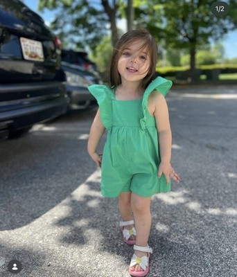 New Zara Baby Girls Green Poplin Frill Romper Sleeveless Size 3 4 Years 104CM