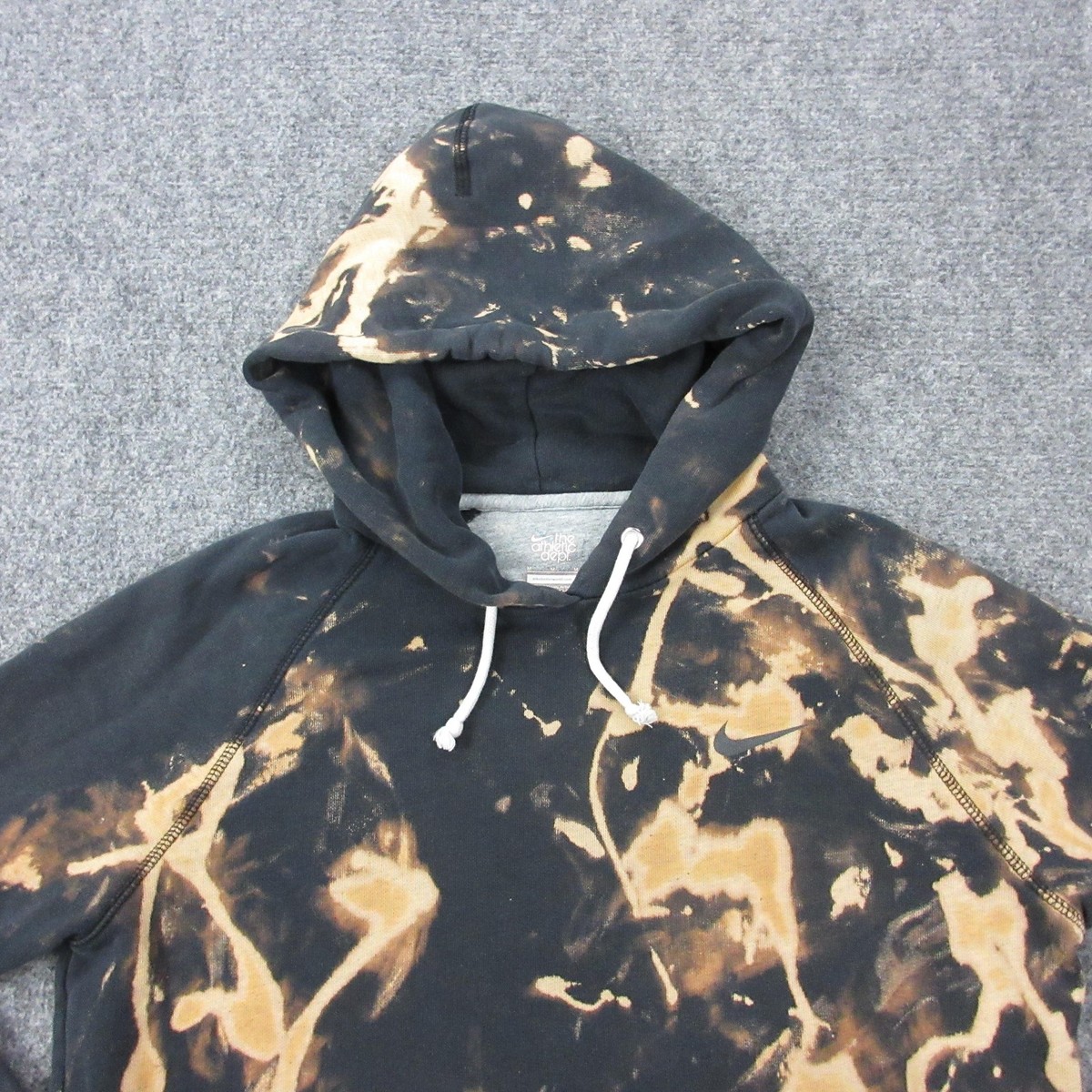 パーカー NIKE - nike vintage Bleaching sweat Nike Hoodie Mens Medium Black Bleach Dye Fleece Pullover