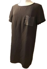 J. Crew Factory Black Dress Women Size M Short Sleeve Preppy Classic Pocket