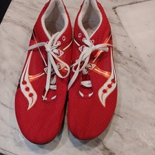 Saucony Velocity 5 Bright Red Spiked Track Shoes Unisex Size 12