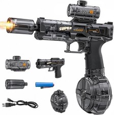Electric Water Gun Automatic Squirt Gun Rechargeable Water Blaster Pistol LED