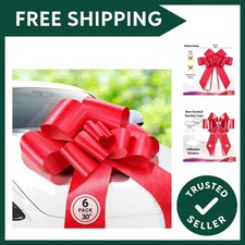 Big Car Bow Red, 30 inch, 6 Pack, Gift Bows, Giant Bow for Car, Birthday Bow,...