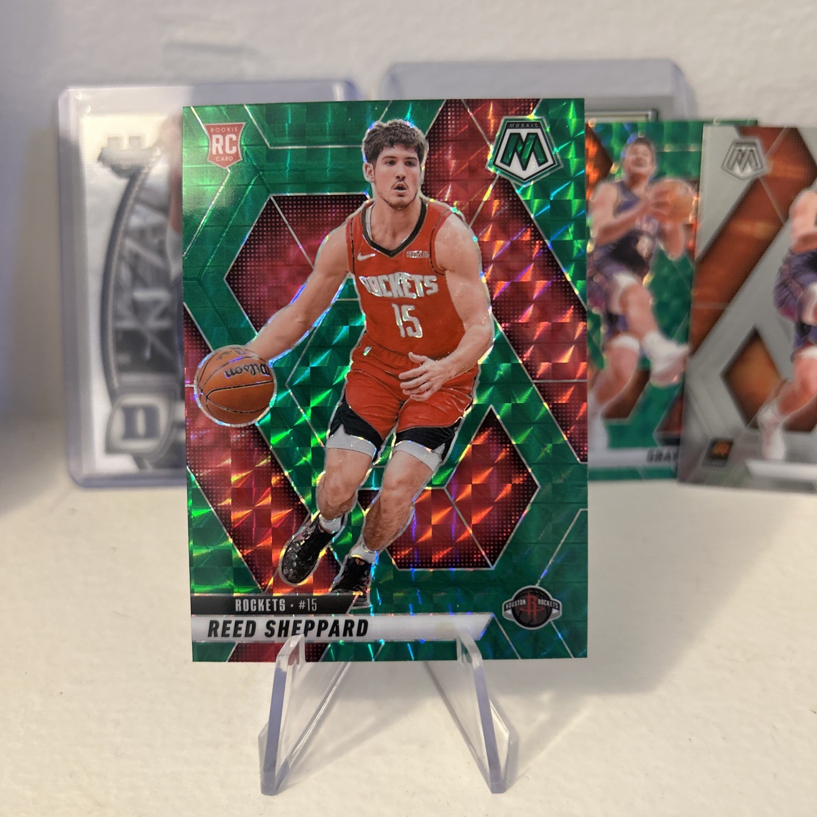 Reed Sheppard #249 Green Mosaic Prizm (RC) 2024-25 Panini Mosaic - Rookies