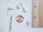 6 VINTAGE GOLD JAPANESE CULTURA PEARL 8mm. ROUND PINCH CLASPS L795 — photo 2