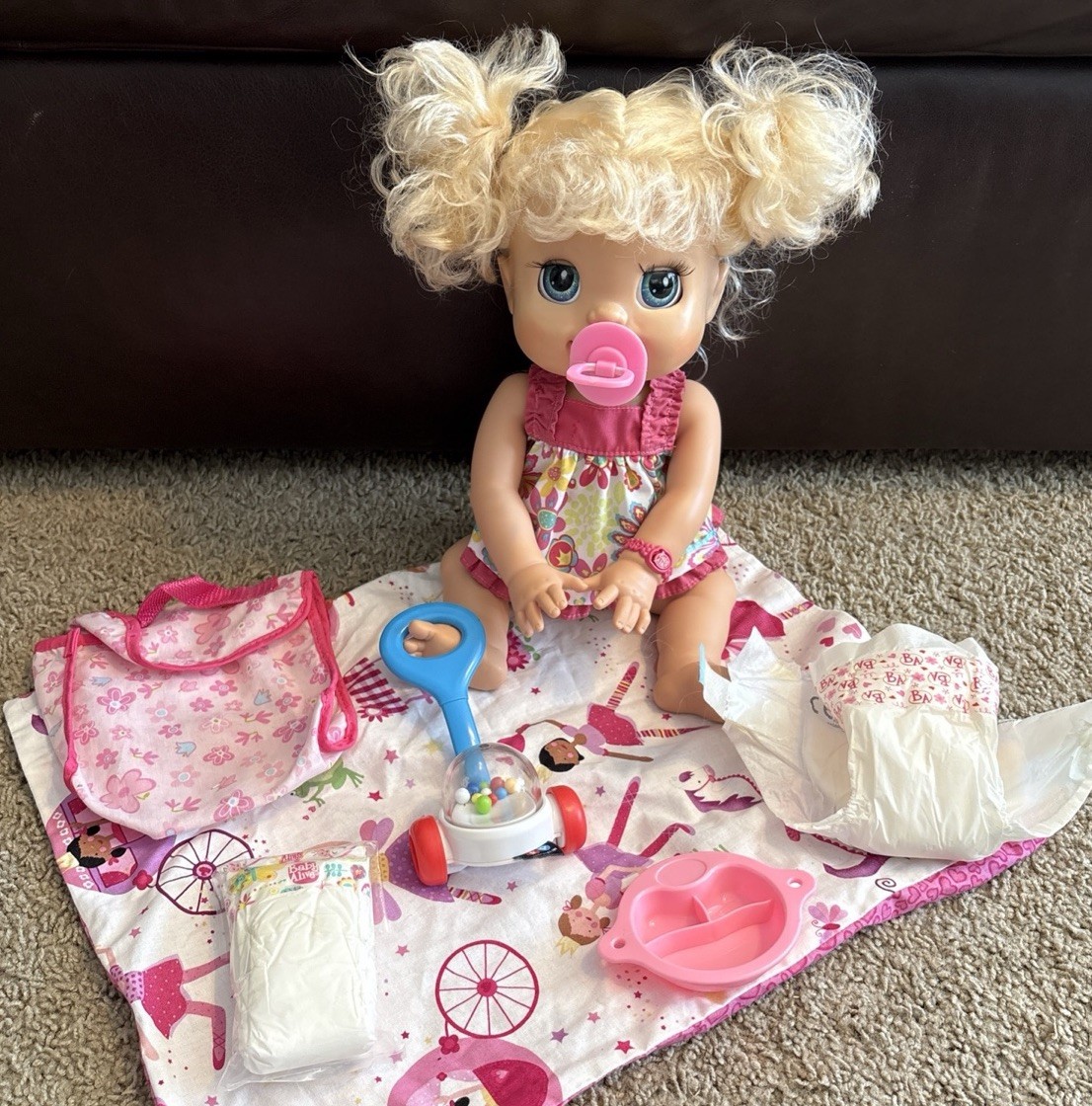 2009 BABY ALIVE Doll Hasbro My Real Baby Blonde Hair Blue Eyes WORKING Soft Face